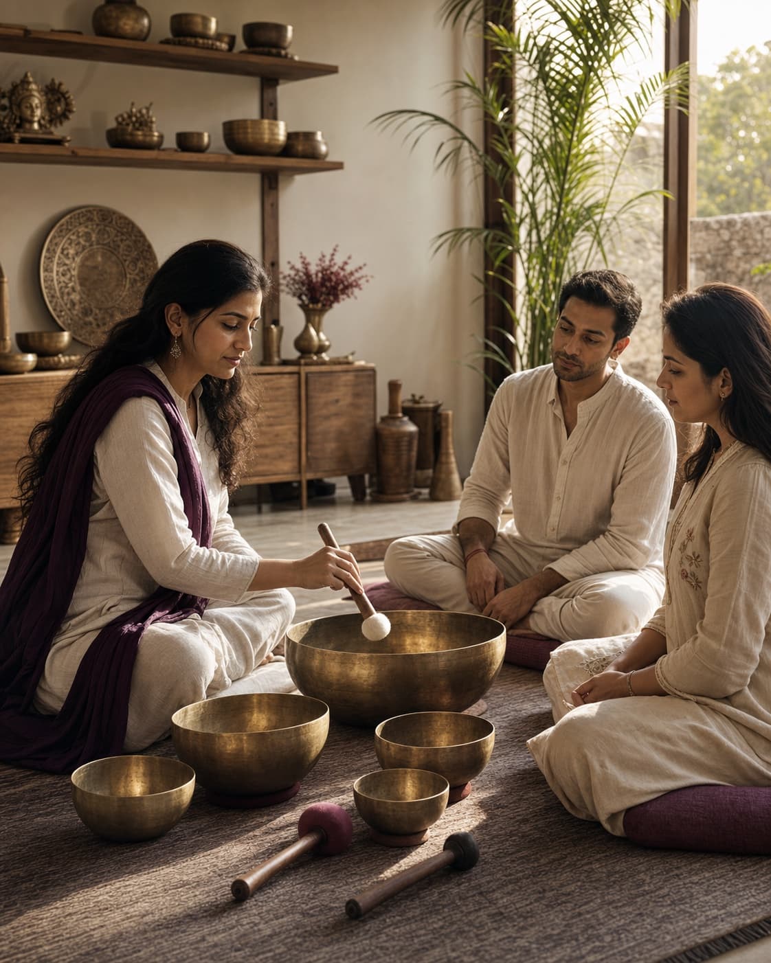 A guided sound-practice lesson with singing bowls